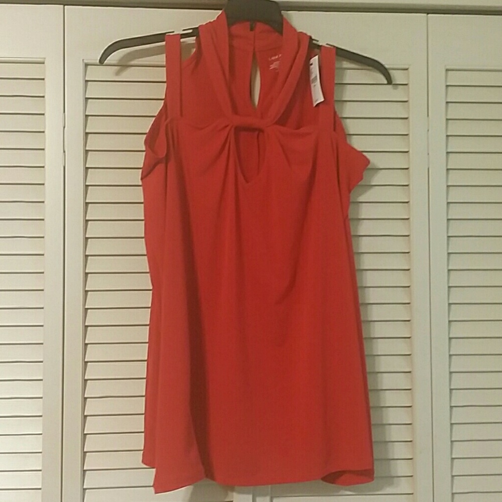 Lane Bryant Red Hot Cold Shoulder Top